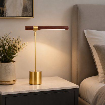 Modern Gold LED Table Lamp with Acrylic Shade | Delvoro