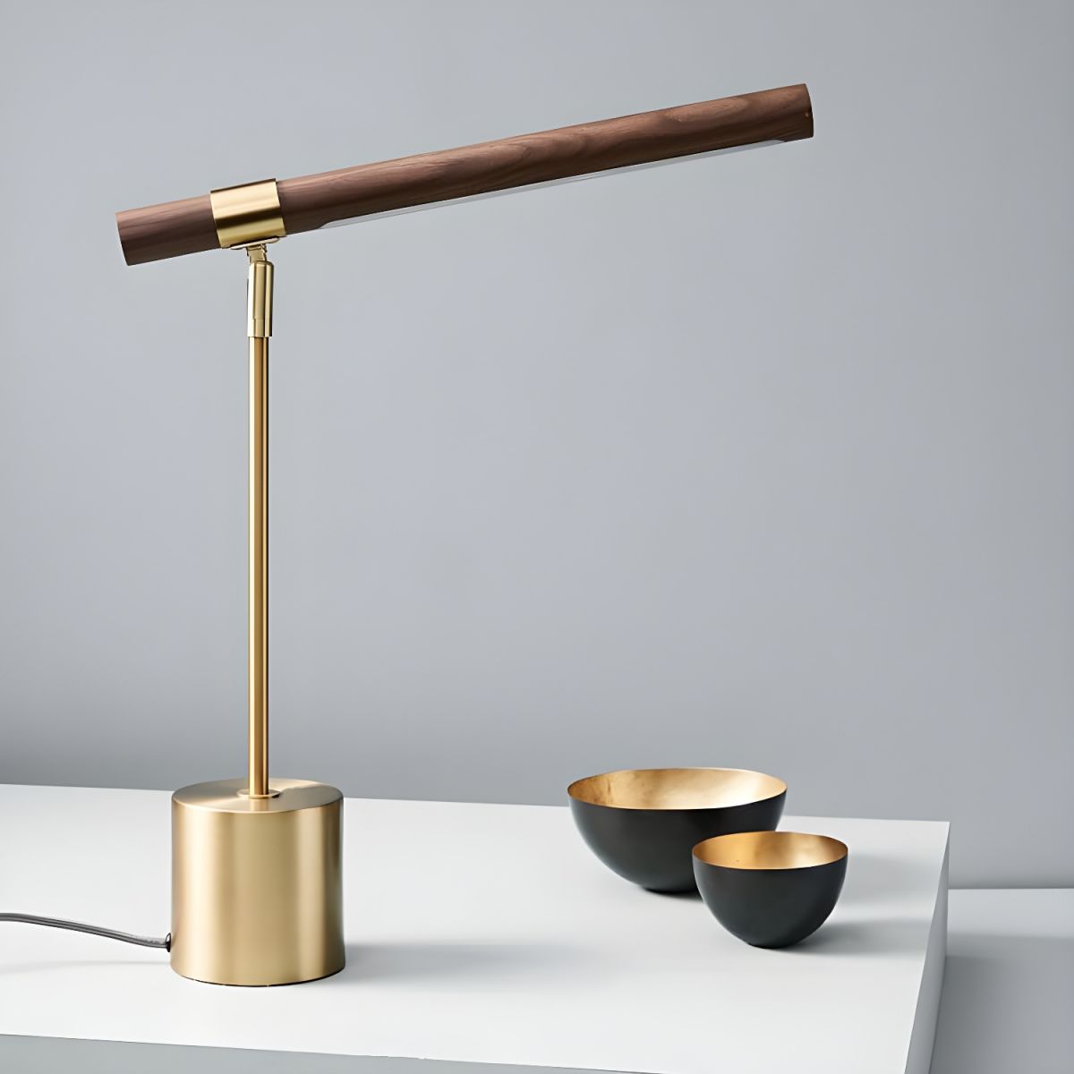 Modern Gold LED Table Lamp with Acrylic Shade | Delvoro