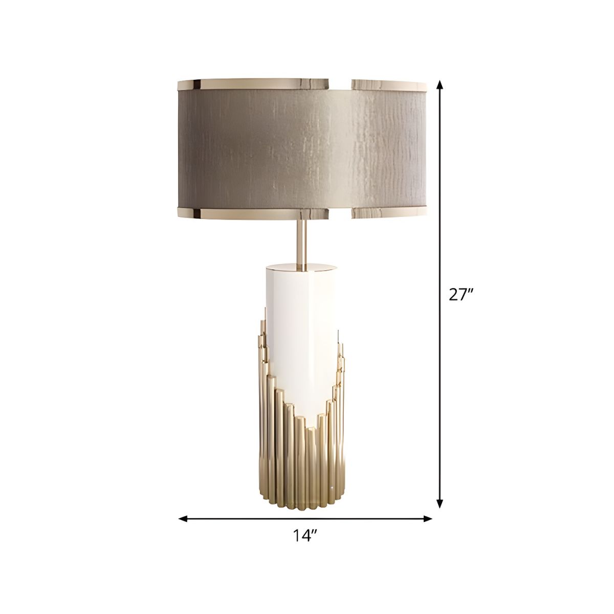Modern Gold Table Lamp with Fabric Cylinder Shade | Velnari