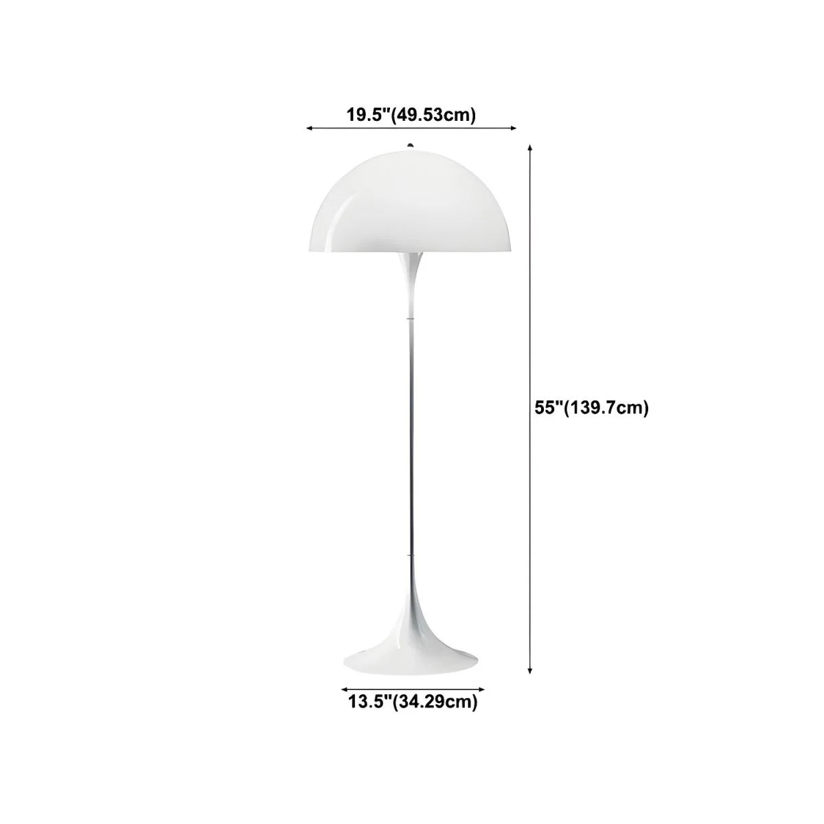Modern Interior Floor Lamp Metal White Dome Shade | Melvora