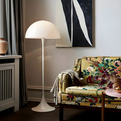 Modern Interior Floor Lamp Metal White Dome Shade | Melvora