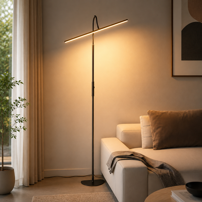 Modern LED Floor Lamp With Slim Metal Tube Design | Elvoria