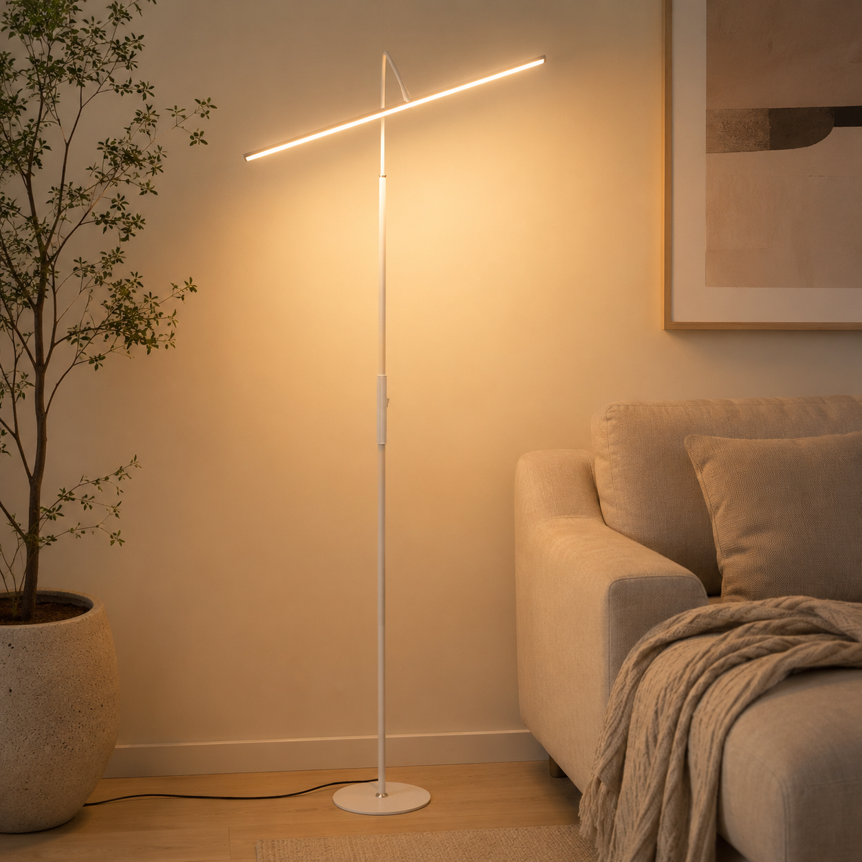 Modern LED Floor Lamp With Slim Metal Tube Design | Elvoria