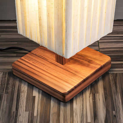 Modern LED Floor Lamp Wood Column with Fabric Shade | Taveron