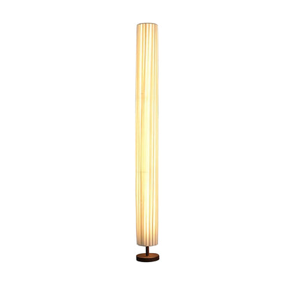 Modern LED Floor Lamp Wood Column with Fabric Shade | Taveron