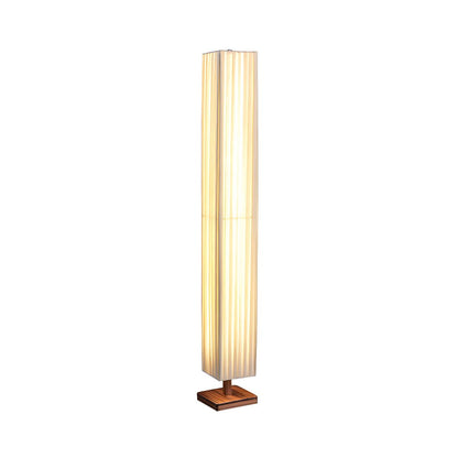 Modern LED Floor Lamp Wood Column with Fabric Shade | Taveron
