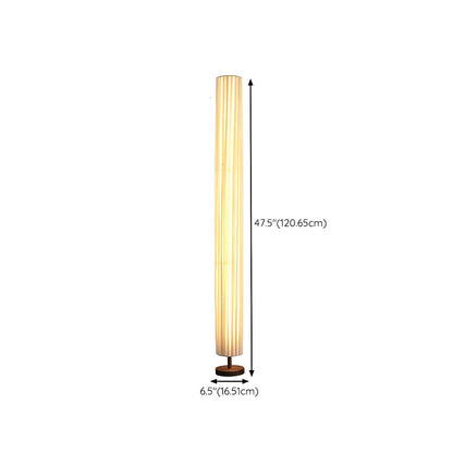 Modern LED Floor Lamp Wood Column with Fabric Shade | Taveron