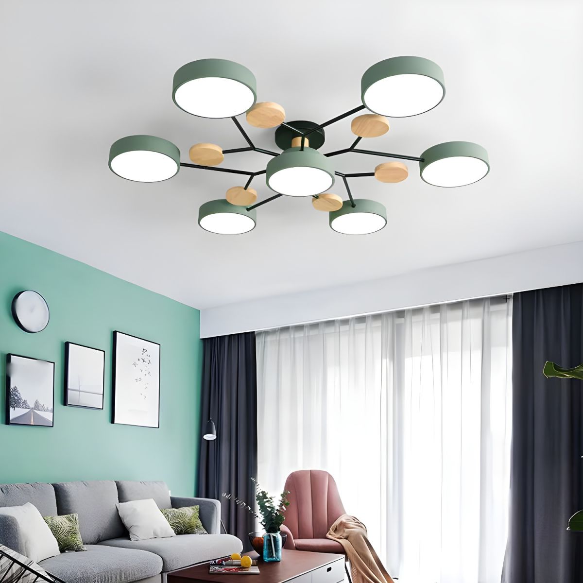 Modern LED Semi Flush Ceiling Light for Living Room | Lunaroa