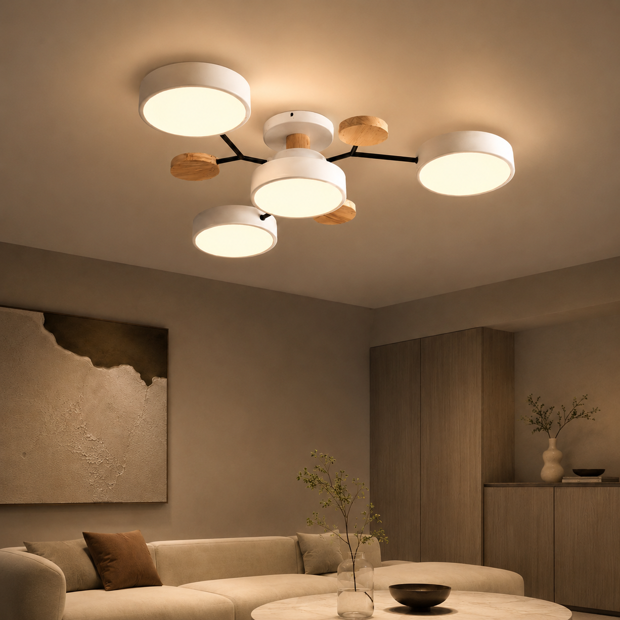Modern LED Semi Flush Ceiling Light for Living Room | Lunaroa