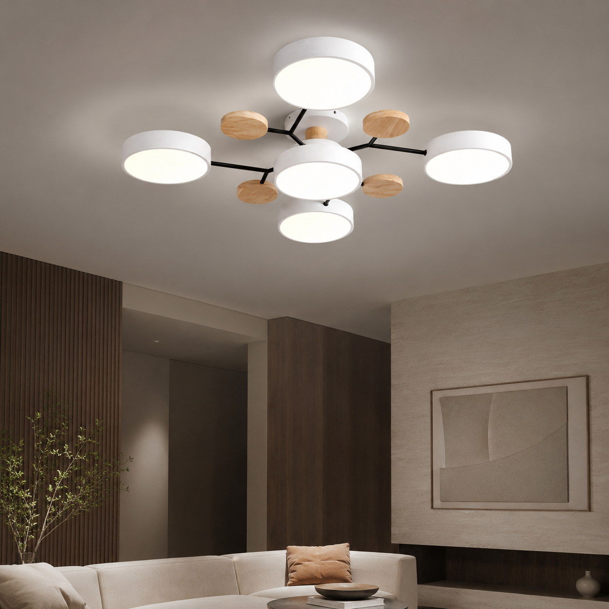 Modern LED Semi Flush Ceiling Light for Living Room | Lunaroa