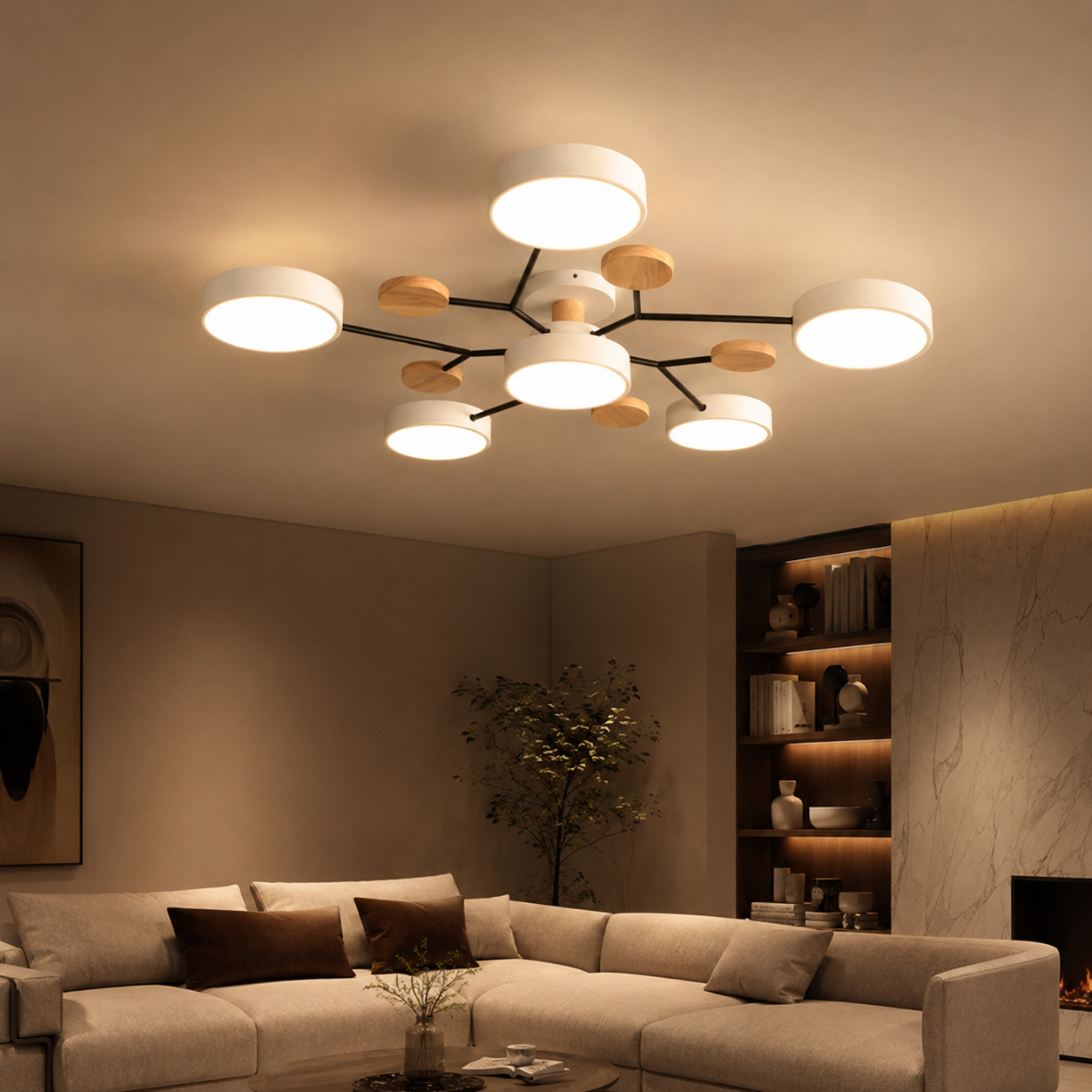 Modern LED Semi Flush Ceiling Light for Living Room | Lunaroa