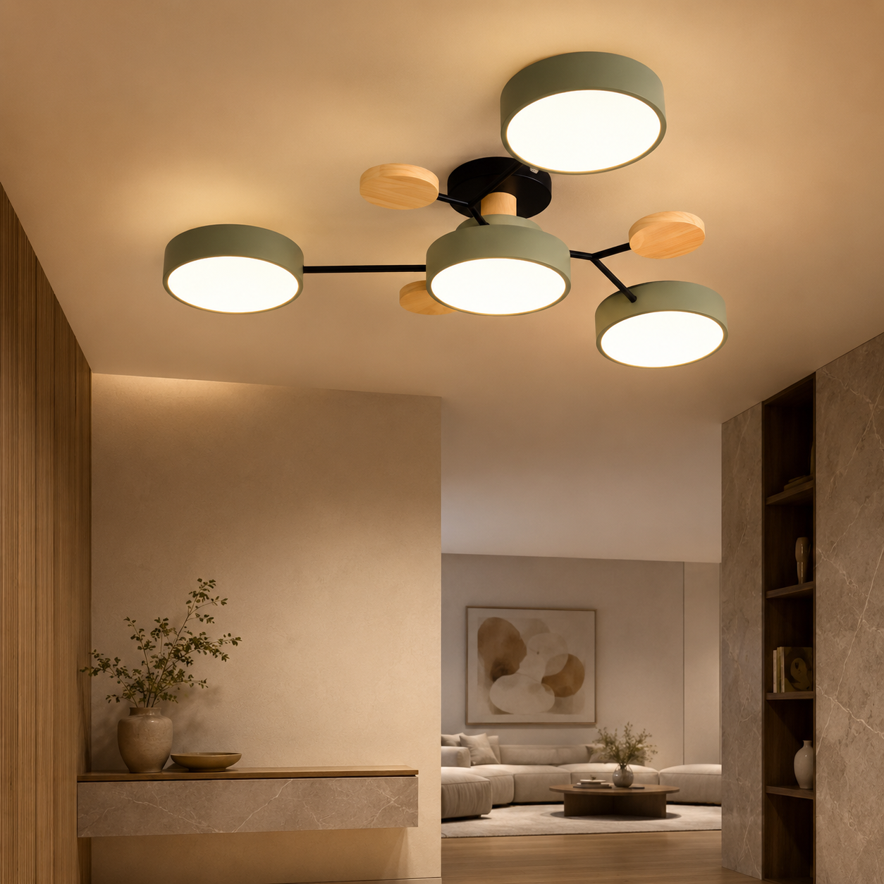 Modern LED Semi Flush Ceiling Light for Living Room | Lunaroa