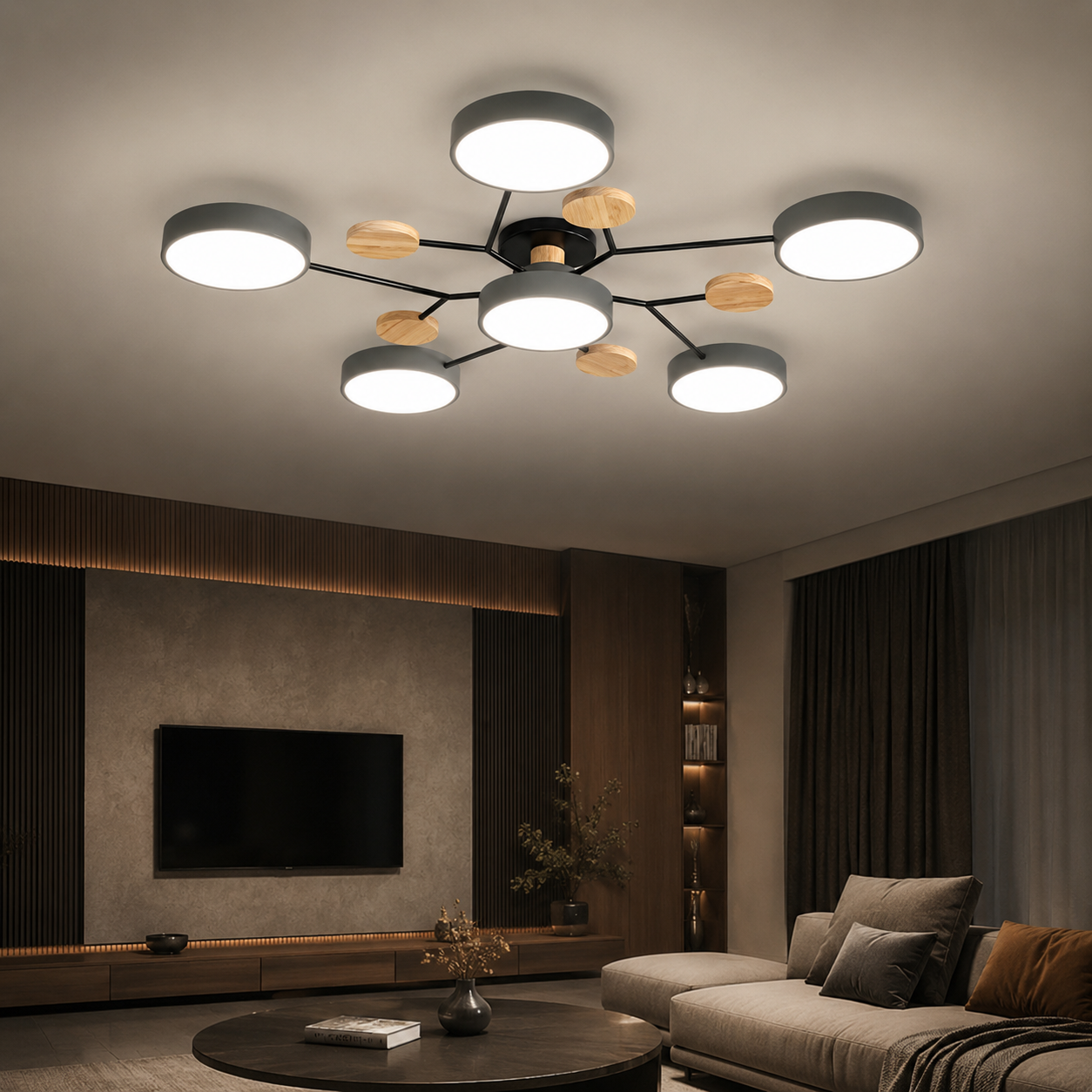 Modern LED Semi Flush Ceiling Light for Living Room | Lunaroa