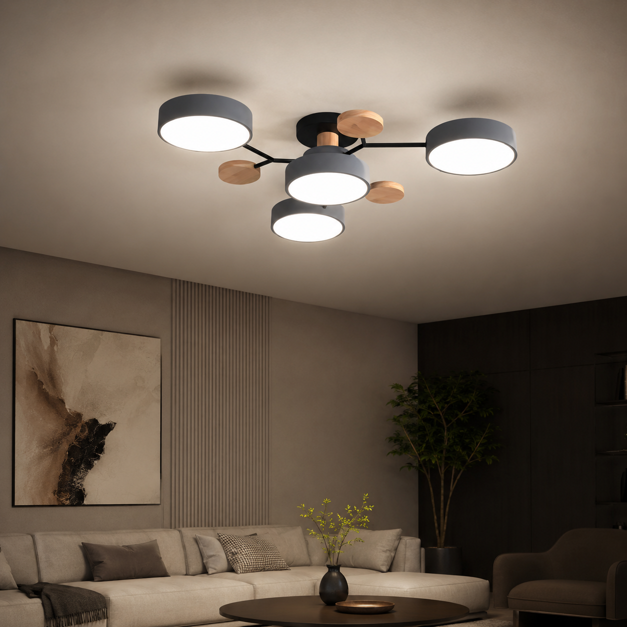 Modern LED Semi Flush Ceiling Light for Living Room | Lunaroa