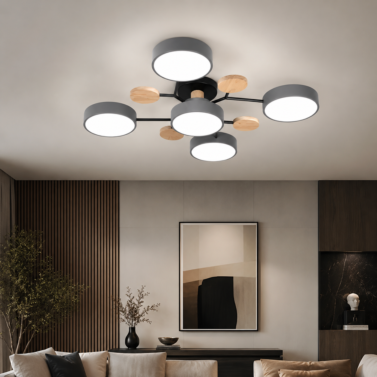 Modern LED Semi Flush Ceiling Light for Living Room | Lunaroa