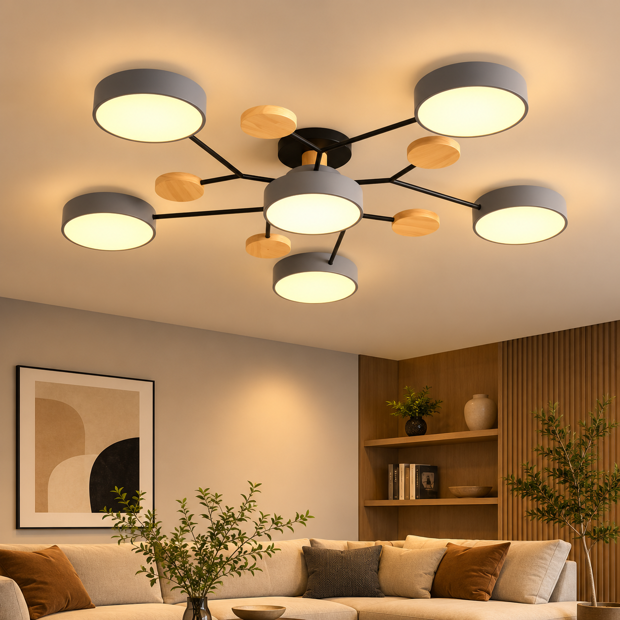 Modern LED Semi Flush Ceiling Light for Living Room | Lunaroa