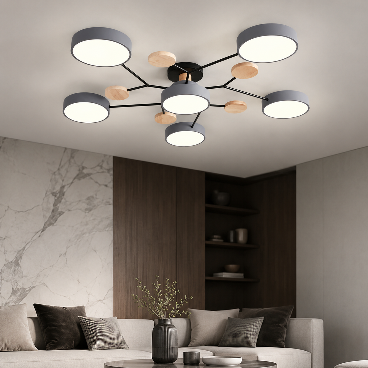 Modern LED Semi Flush Ceiling Light for Living Room | Lunaroa