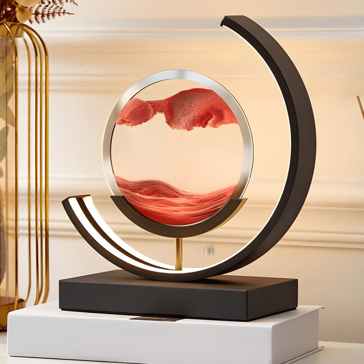 Modern LED Table Lamp with Acrylic Hourglass Shades | Varnique
