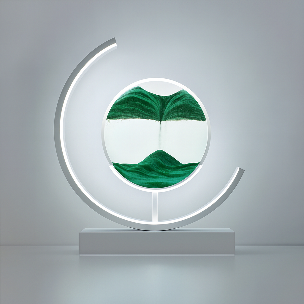 Modern LED Table Lamp with Acrylic Hourglass Shades | Varnique