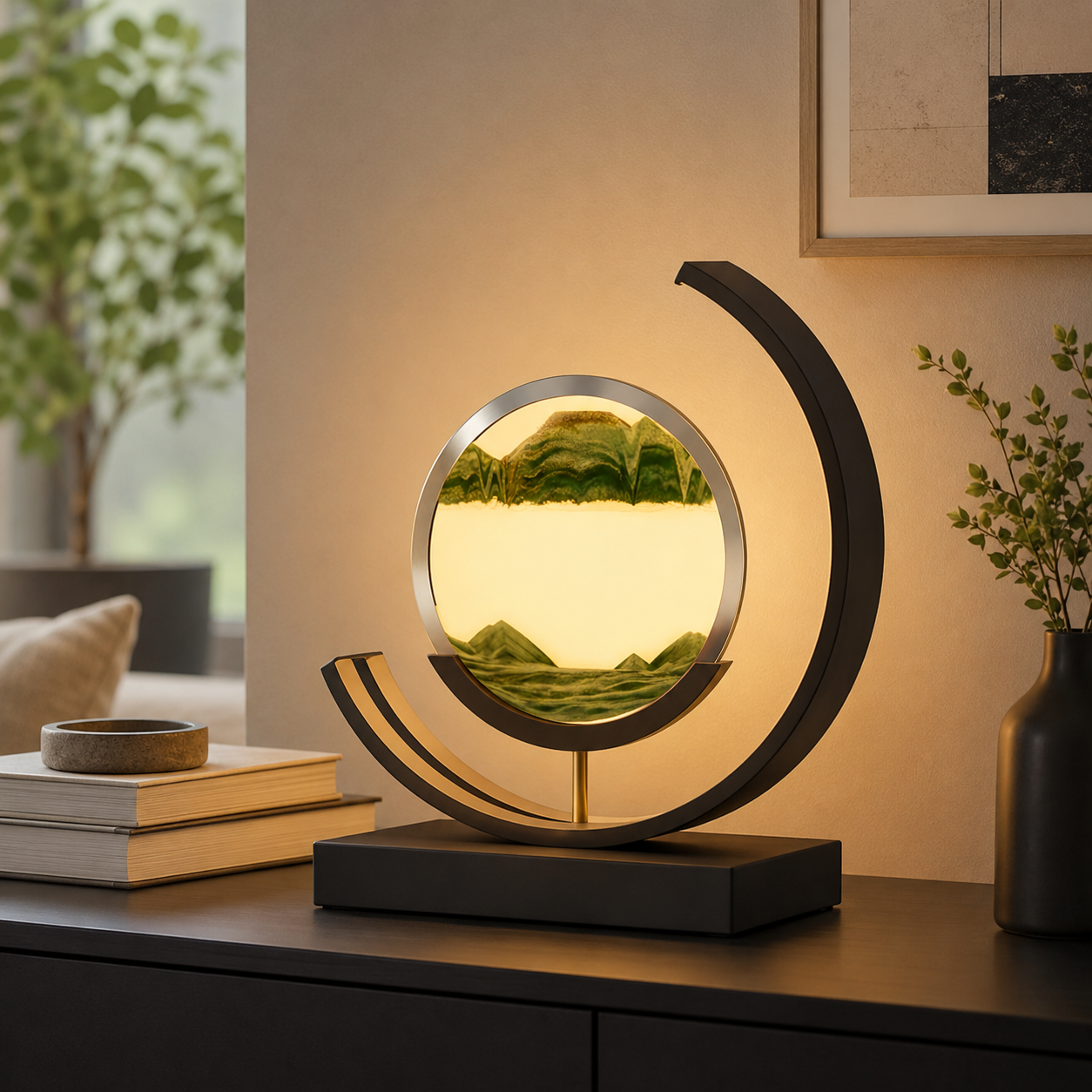 Modern LED Table Lamp with Acrylic Hourglass Shades | Varnique