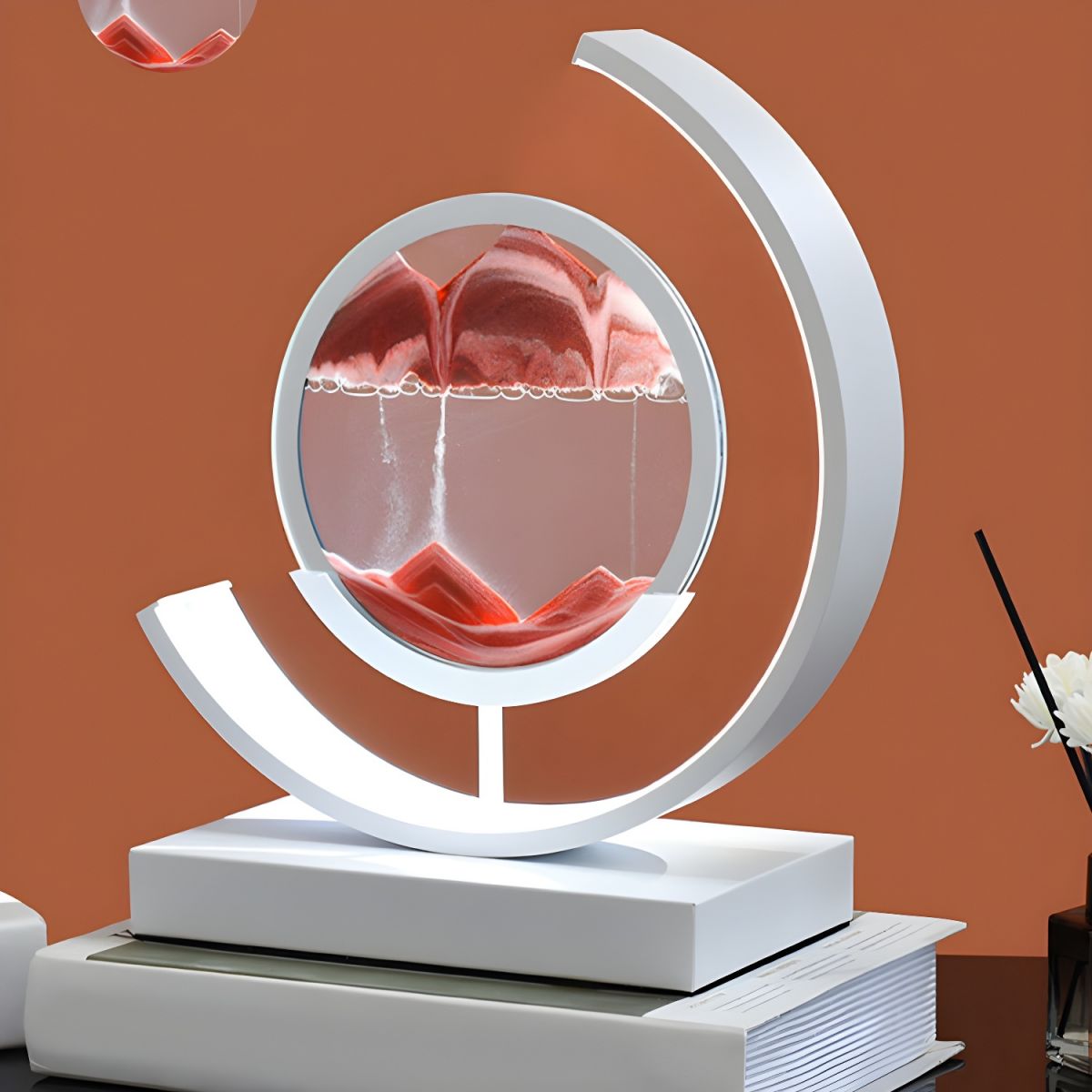 Modern LED Table Lamp with Acrylic Hourglass Shades | Varnique