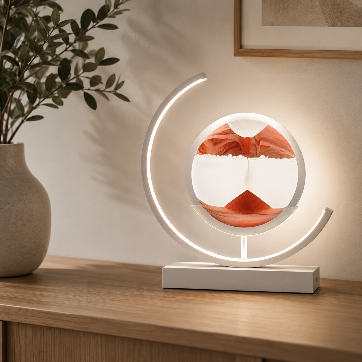 Modern LED Table Lamp with Acrylic Hourglass Shades | Varnique