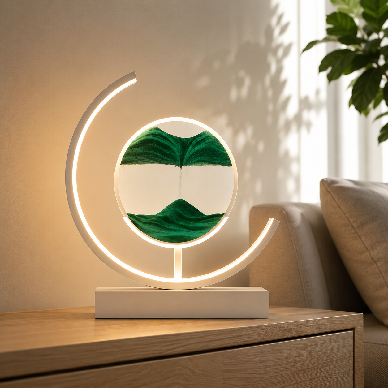 Modern LED Table Lamp with Acrylic Hourglass Shades | Varnique