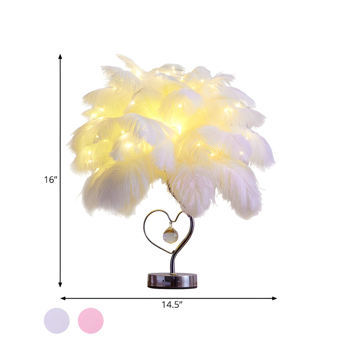 Modern LED Table Lamp with Feather Shade Romantic Style | Wyntera