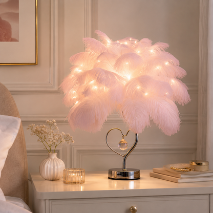 Modern LED Table Lamp with Feather Shade Romantic Style | Wyntera