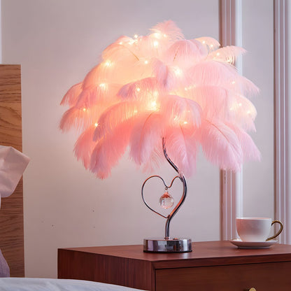 Modern LED Table Lamp with Feather Shade Romantic Style | Wyntera