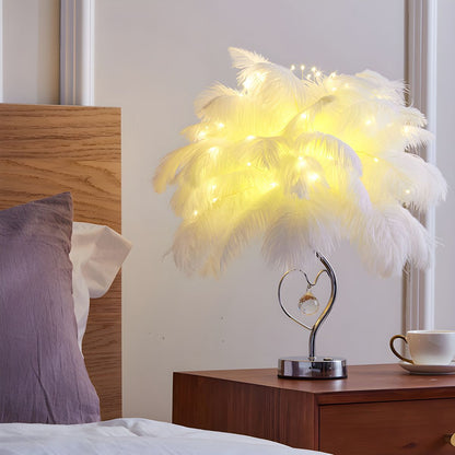 Modern LED Table Lamp with Feather Shade Romantic Style | Wyntera