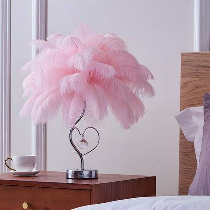 Modern LED Table Lamp with Feather Shade Romantic Style | Wyntera