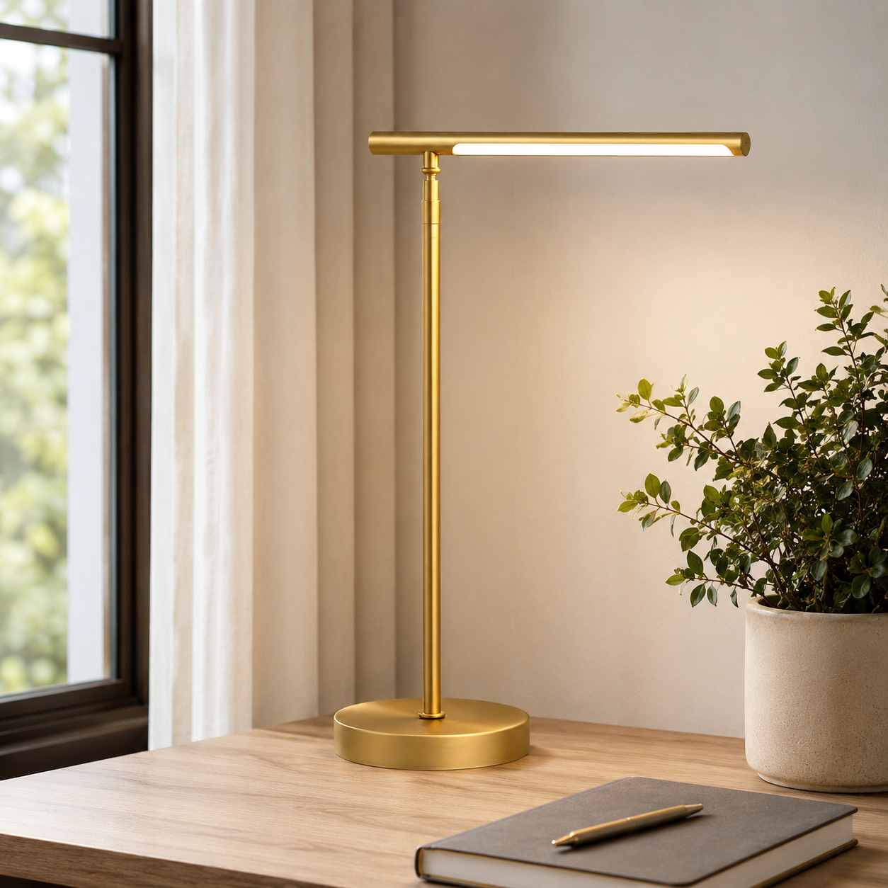 Modern LED Table Lamp with Linear Acrylic Shade | Zyntrox