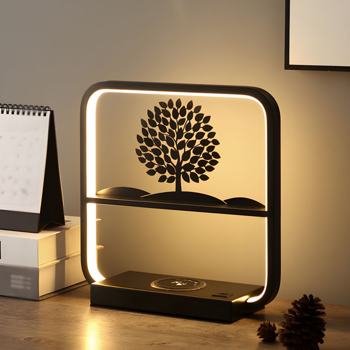 Modern LED Table Lamp with Wireless Charger USB Port | Zorlune