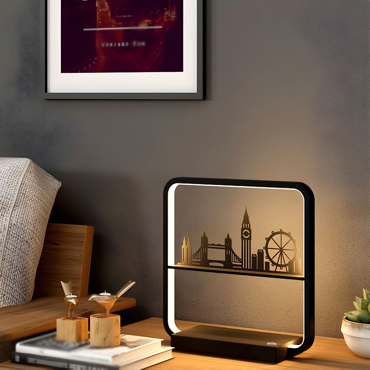 Modern LED Table Lamp with Wireless Charger USB Port | Zorlune