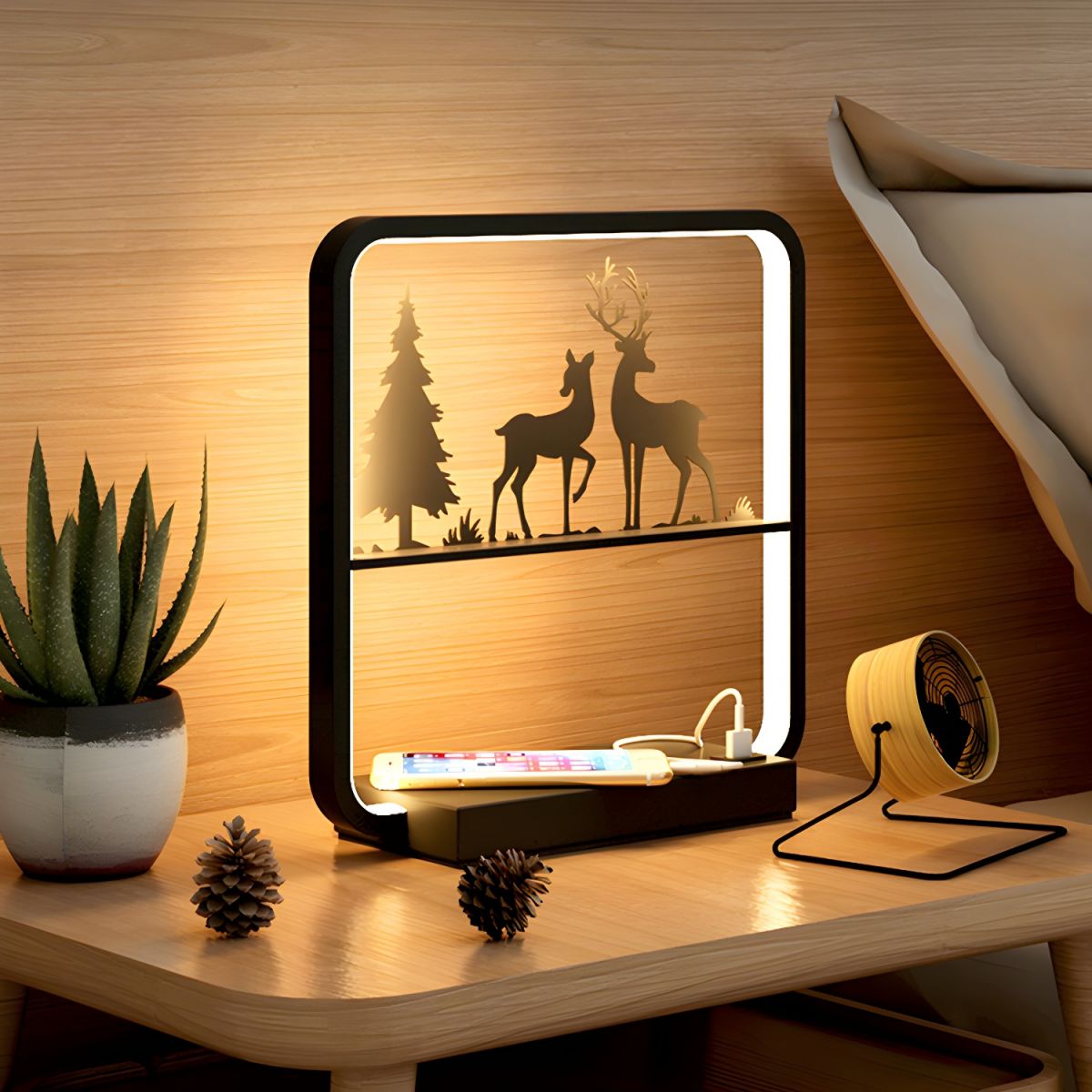 Modern LED Table Lamp with Wireless Charger USB Port | Zorlune