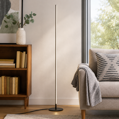 Modern Linear Metal Floor Lamp with Acrylic Shade | Luxora