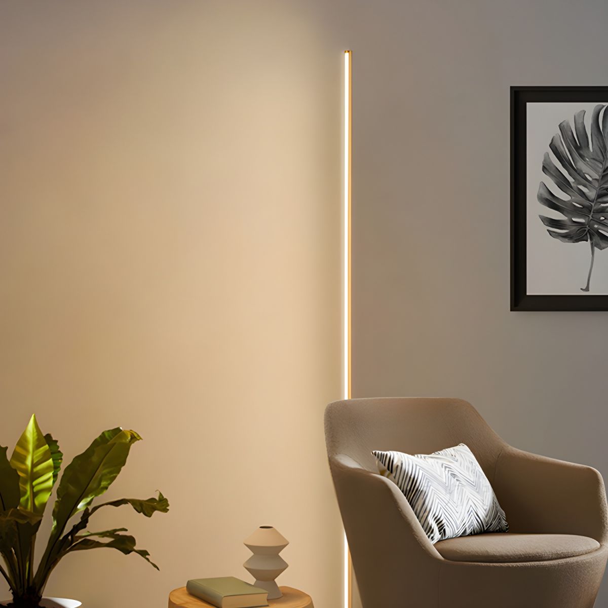 Modern Linear Metal Floor Lamp with Acrylic Shade | Luxora