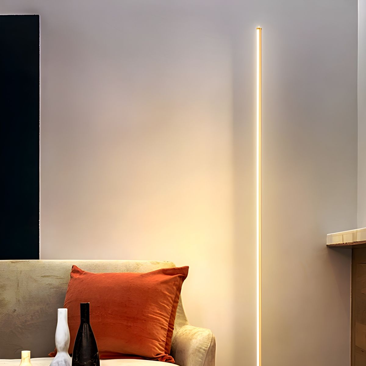 Modern Linear Metal Floor Lamp with Acrylic Shade | Luxora