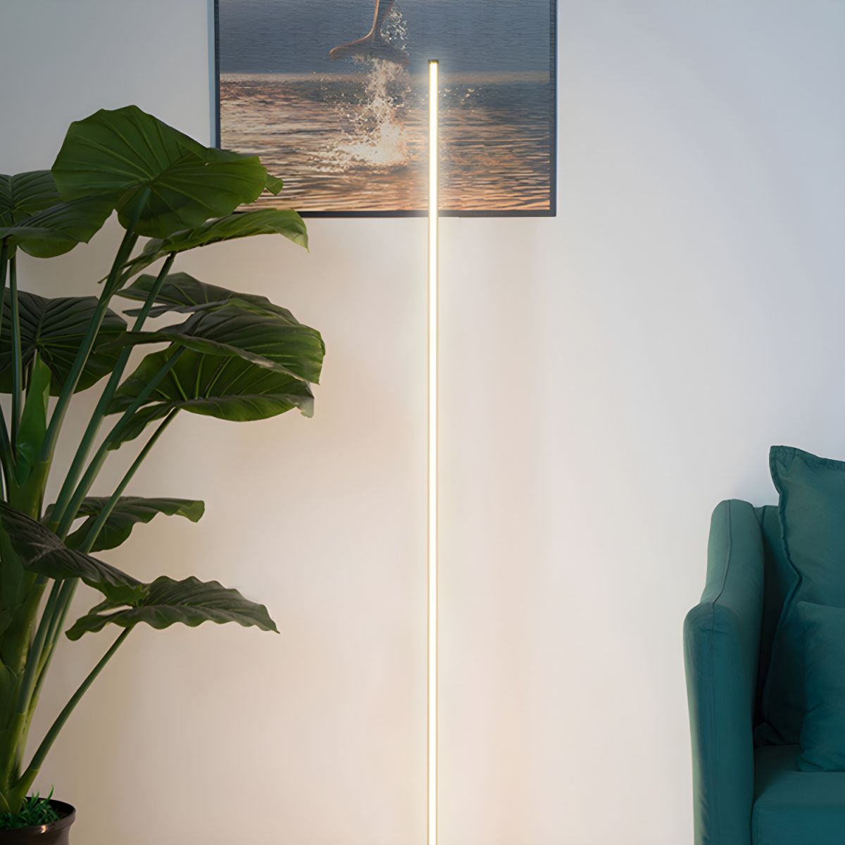 Modern Linear Metal Floor Lamp with Acrylic Shade | Luxora