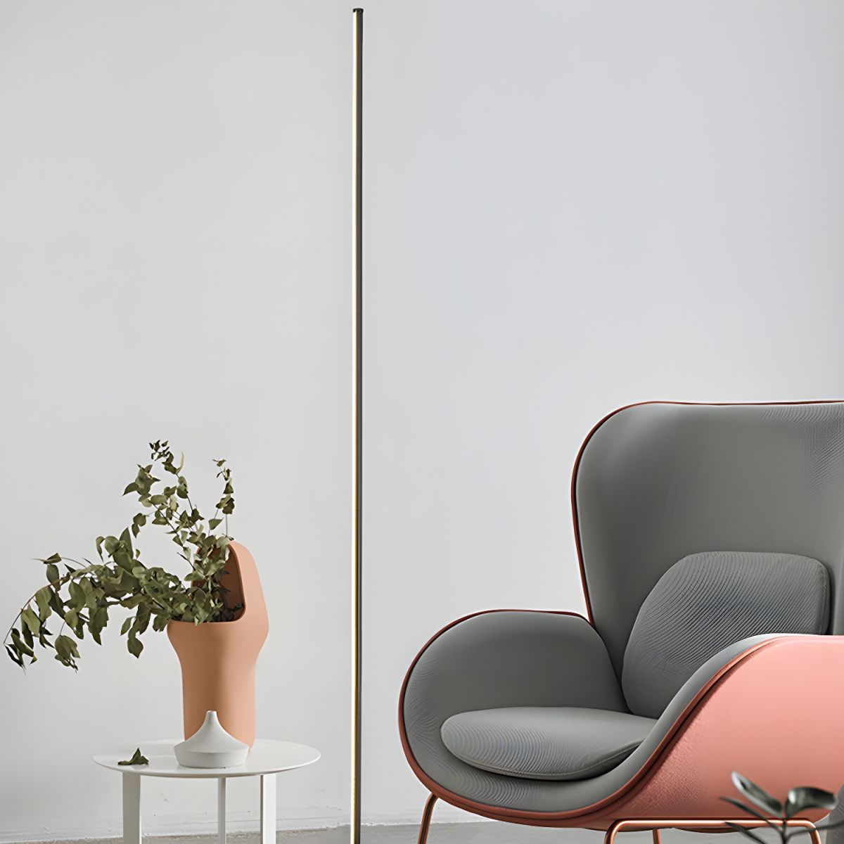 Modern Linear Metal Floor Lamp with Acrylic Shade | Luxora