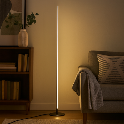 Modern Linear Metal Floor Lamp with Acrylic Shade | Luxora