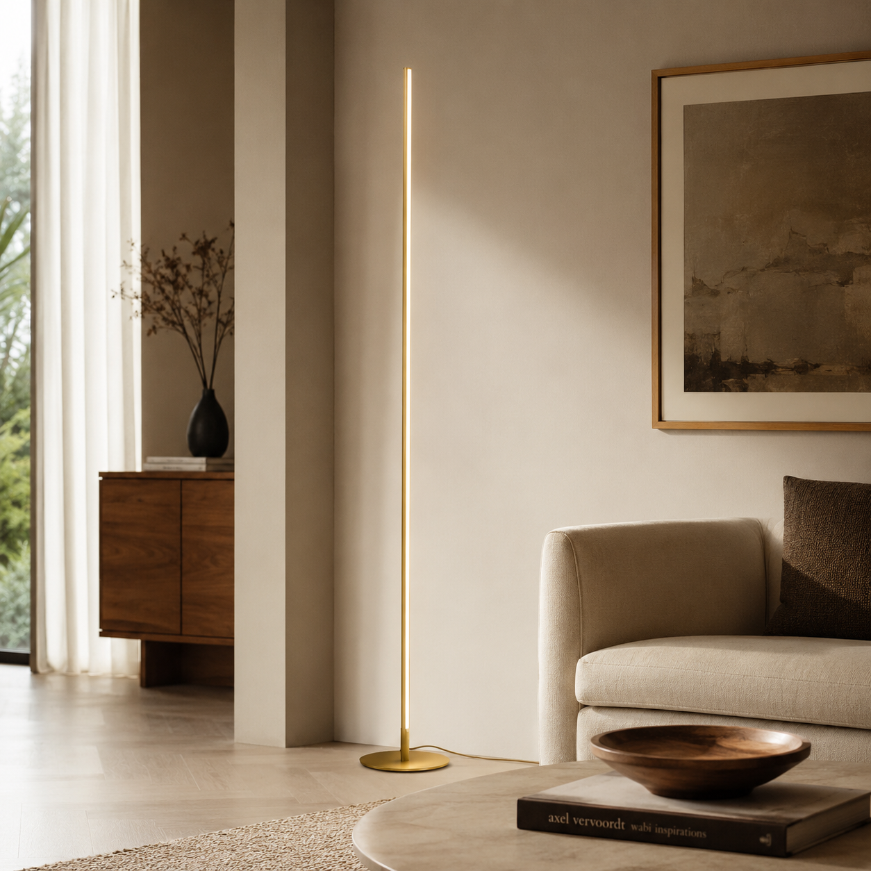 Modern Linear Metal Floor Lamp with Acrylic Shade | Luxora