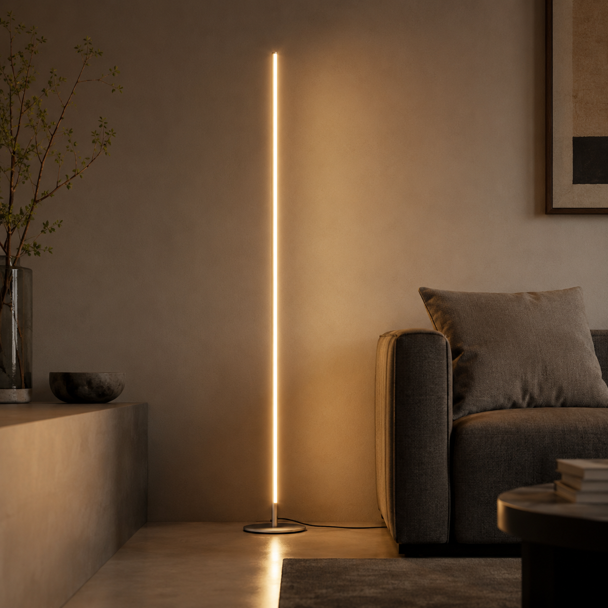 Modern Linear Metal Floor Lamp with Acrylic Shade | Luxora