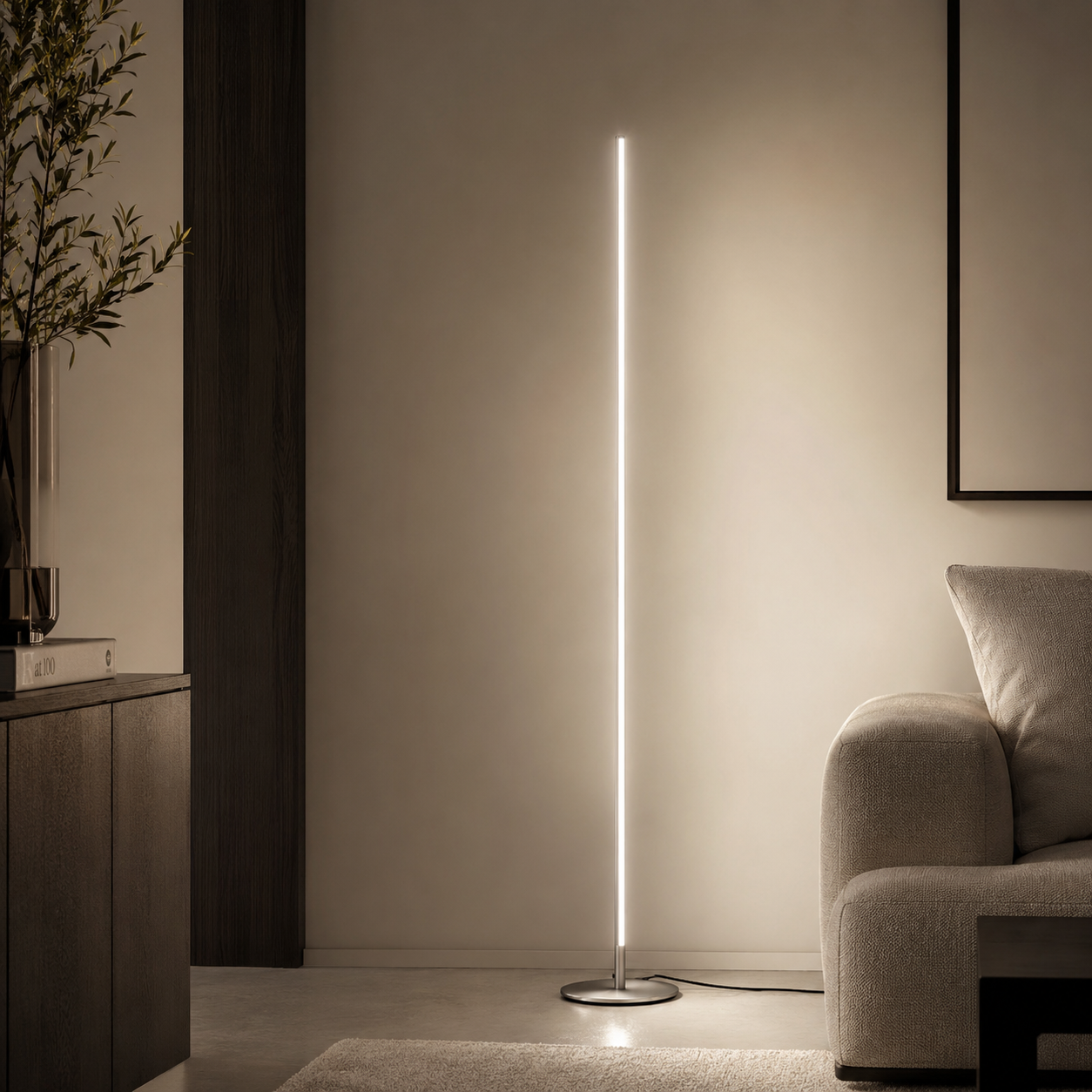 Modern Linear Metal Floor Lamp with Acrylic Shade | Luxora