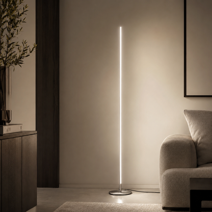 Modern Linear Metal Floor Lamp with Acrylic Shade | Luxora