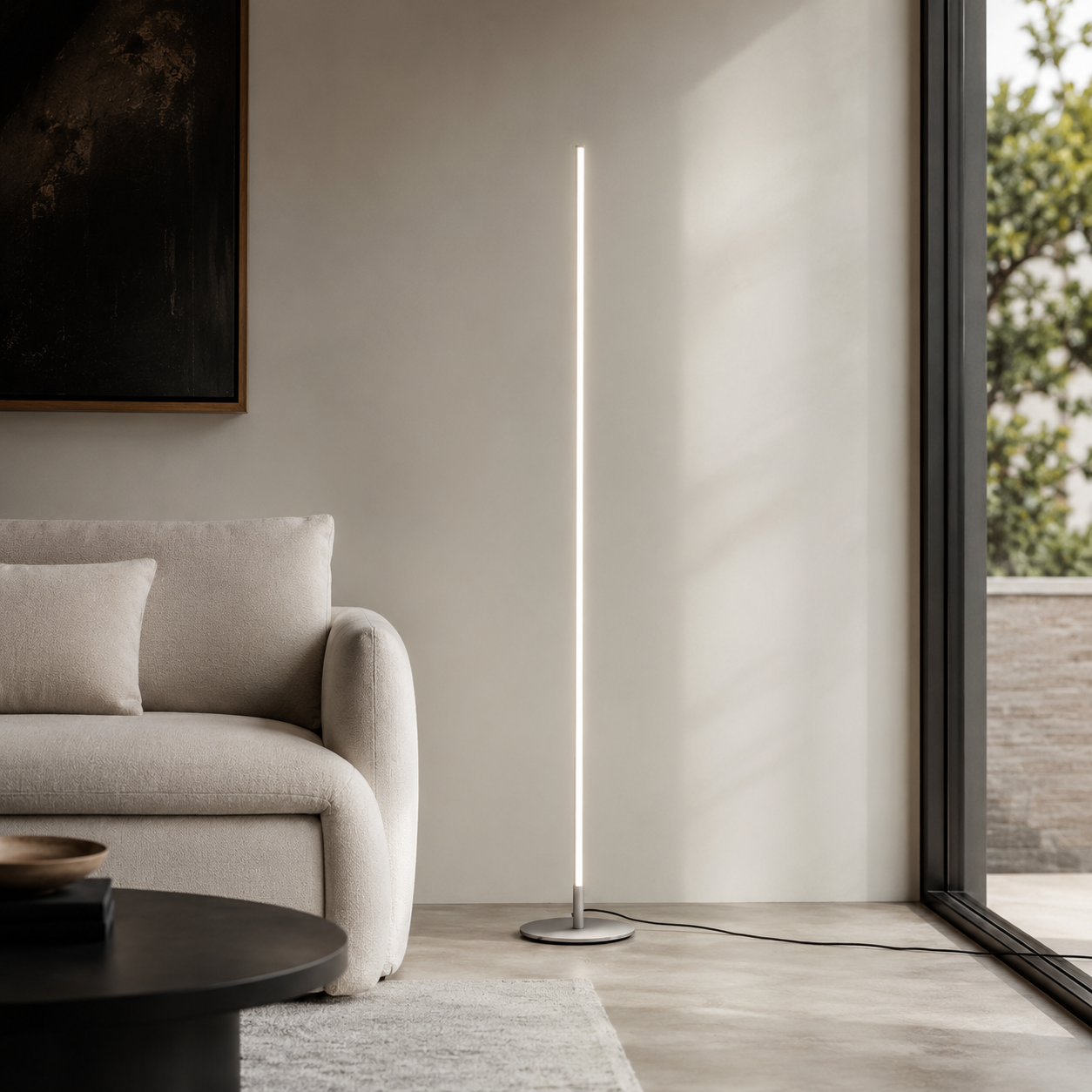 Modern Linear Metal Floor Lamp with Acrylic Shade | Luxora