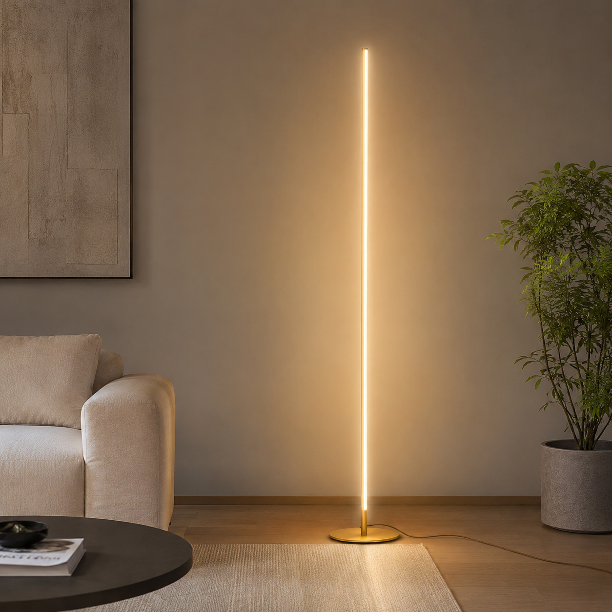 Modern Linear Metal Floor Lamp with Acrylic Shade | Luxora