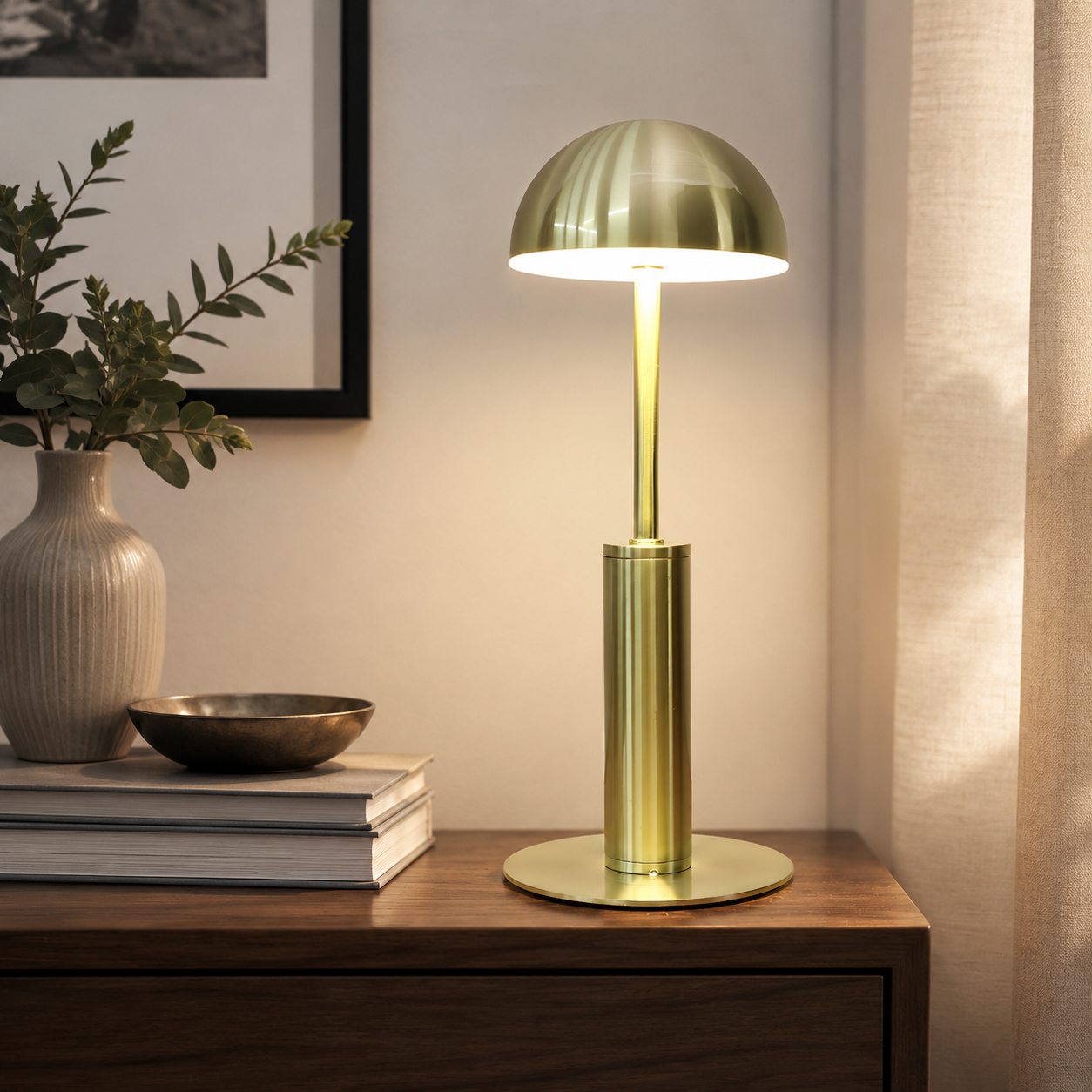 Modern Metal Table Lamp with Dome Shade | Varniko