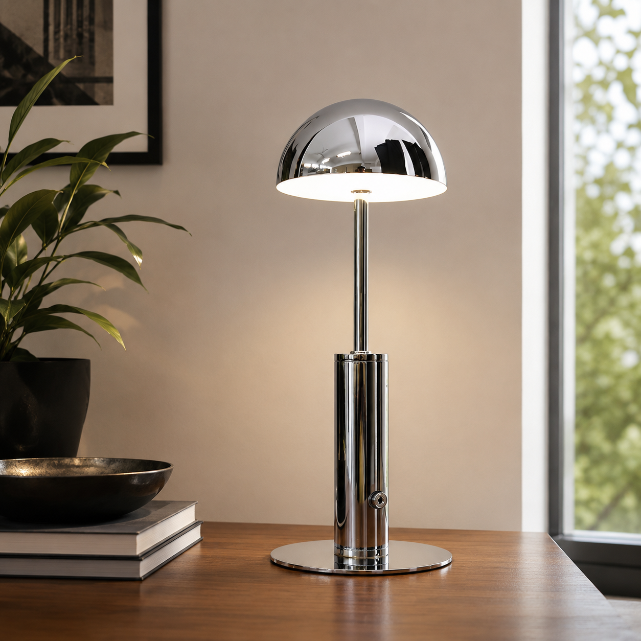 Modern Metal Table Lamp with Dome Shade | Varniko